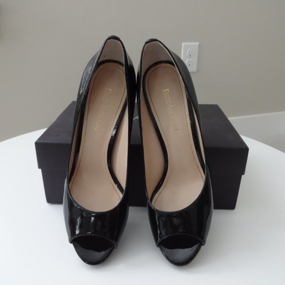 Enzo Angiolini Eademario Peep Toe Platform Heels (Black) - Picture 3 of 10